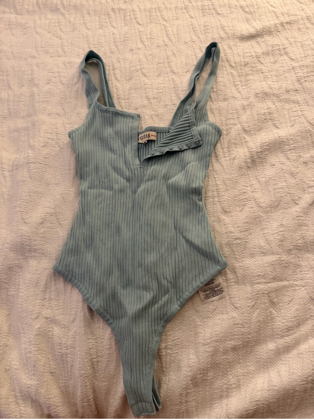Guess Marciano Ribbed One-Piece bodysuit in Light Blue